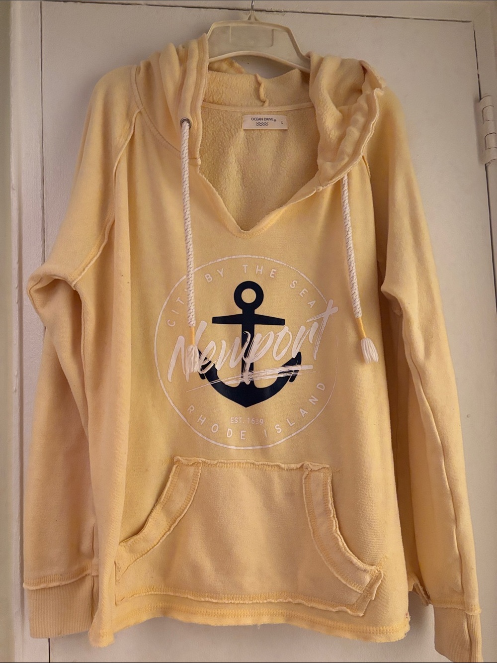 Ocean Drive Yellow Newport Anchor Crewneck Pullover